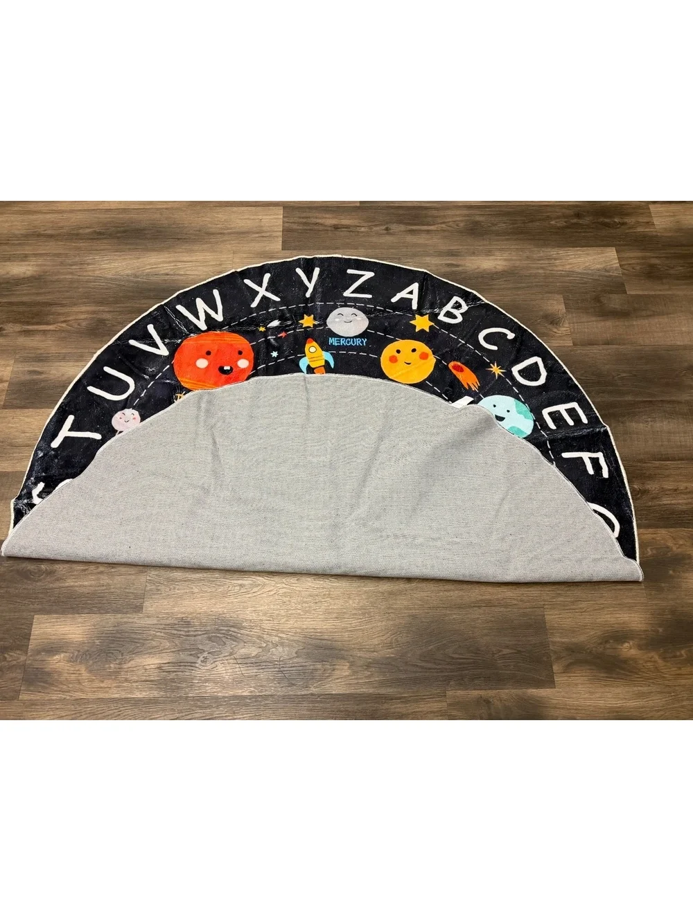 Kids Solar System Round Play Rug Alphabet ABC Planet Space Nursery Floor Mat 5ft